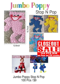 Jumbo Poppy Stop N Pop - Closeout 144 Pcs.